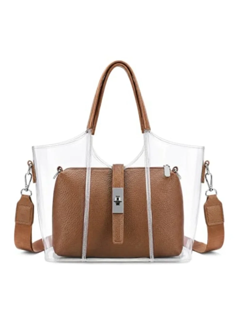 Clear Tote Bag Stadium Approved Concerts Sports TPU Womens Purse Shoulder